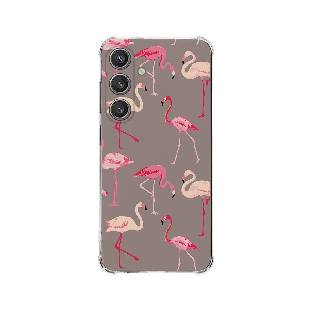 Samsung Galaxy S25 Plus Hoesje Flamingo TPU Antishock flamingo patroon achterkant