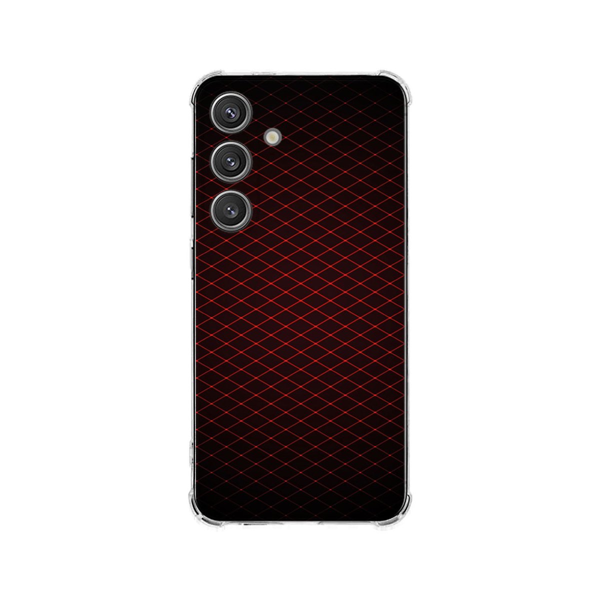 Samsung Galaxy S25 Plus Hoesje Geruit Rood TPU Antishock achterkant ontwerp roodgekruisd patroon
