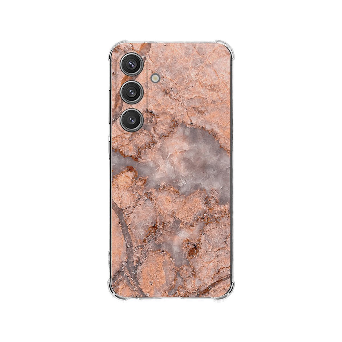 Samsung Galaxy S25 Plus Hoesje Marmer Oranje TPU Antishock achterkant marmer design