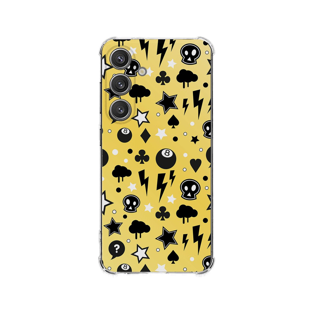 Samsung Galaxy S25 Plus Hoesje Punk Yellow TPU Antishock achterkant zwart geel design