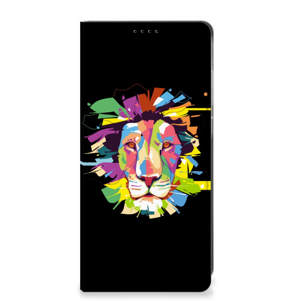 Samsung Galaxy S25 Plus Magnet Case Lion Color voorkant design kleurrijke leeuw