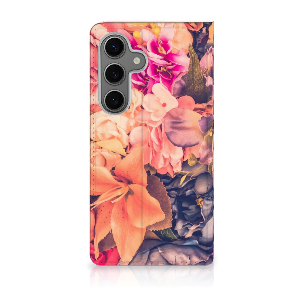 Samsung Galaxy S25 Smart Cover Bosje Bloemen bloemen design vooraanzicht