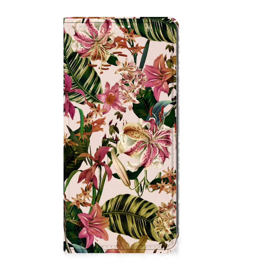 Samsung Galaxy S25 Smart Cover Butterfly Roses bloemen patroon vooraanzicht