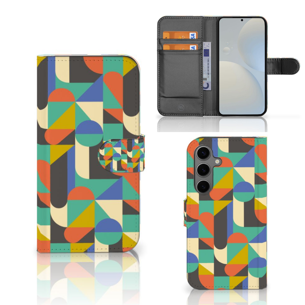 Samsung Galaxy S25 Telefoon Hoesje Funky Retro telefoonhoesje designgeometrisch zijaanzicht
