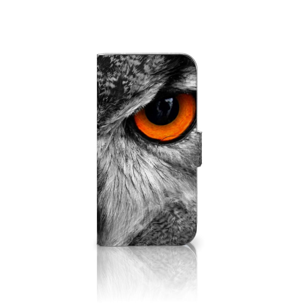 Samsung Galaxy S25 Telefoonhoesje met Pasjes Uil uil afbeelding dichtbij zijde