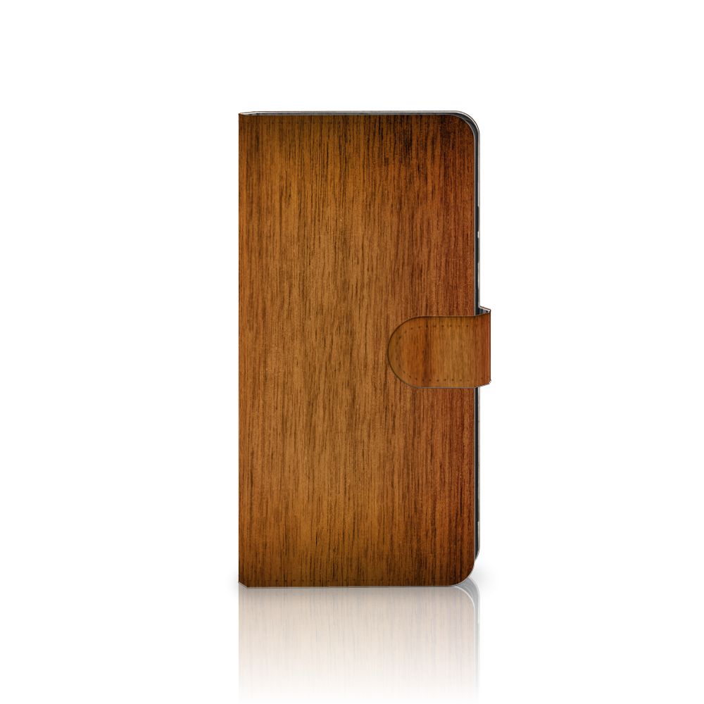 Samsung Galaxy S25 Ultra Book Style Case Donker Hout boek hoesje houtprint vooraan