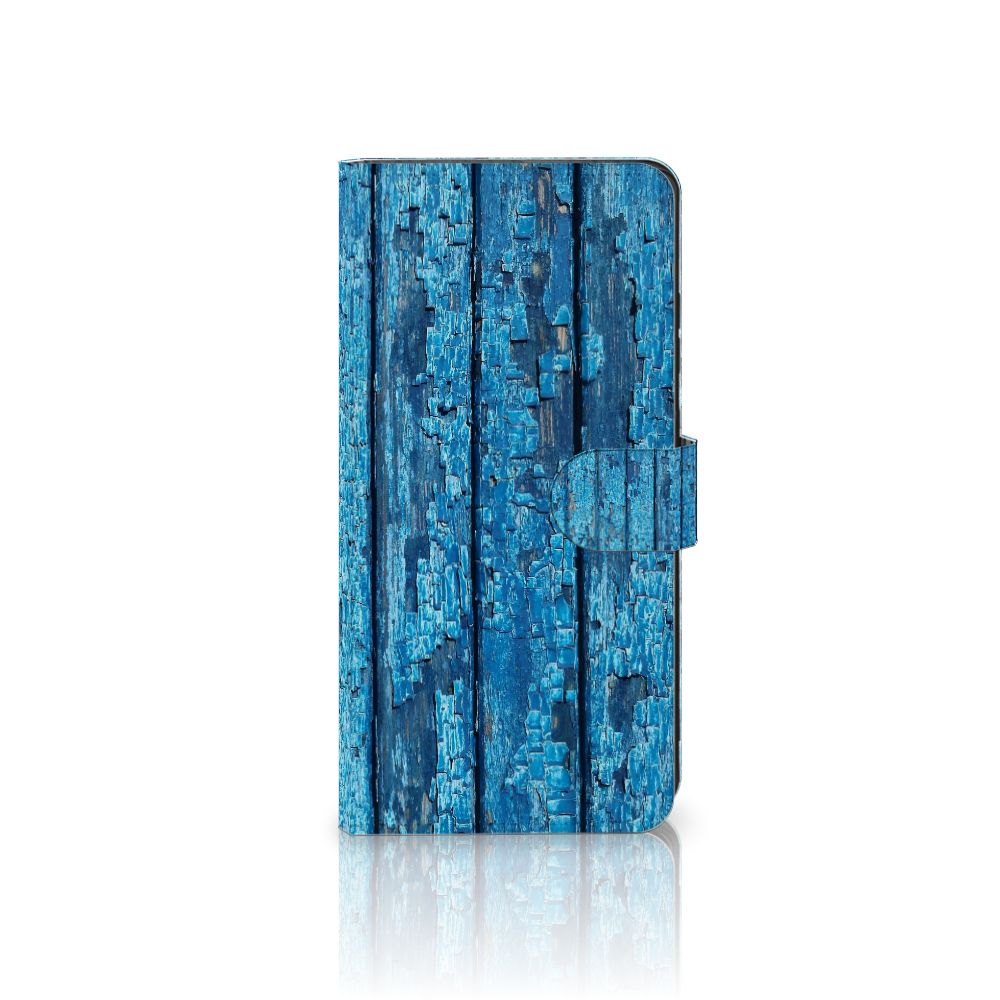 Samsung Galaxy S25 Ultra Book Style Case Wood Blue boekstijl blauw hout voorkant
