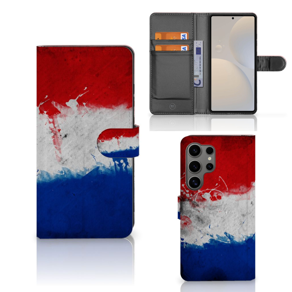 Samsung Galaxy S25 Ultra Bookstyle Case Nederland Nederlandse vlag design voorkant achterkant