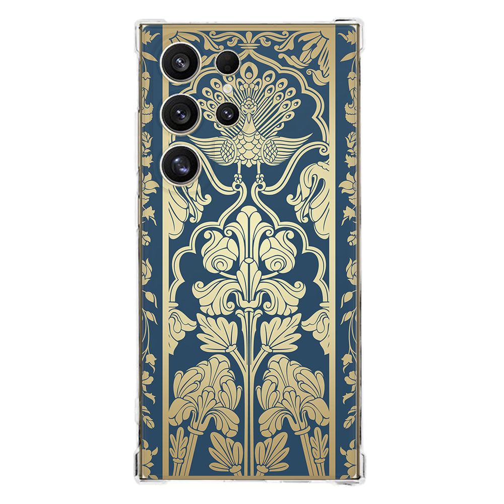 Samsung Galaxy S25 Ultra Hoesje Beige Flowers TPU Antishock bloemenprint design achterkant