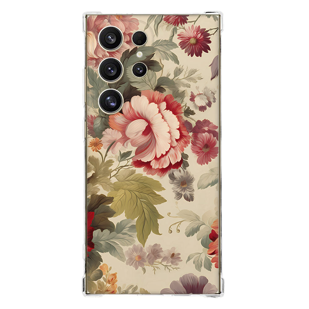 Samsung Galaxy S25 Ultra Hoesje Bloemen TPU Antishock bloemenprint design voorkant
