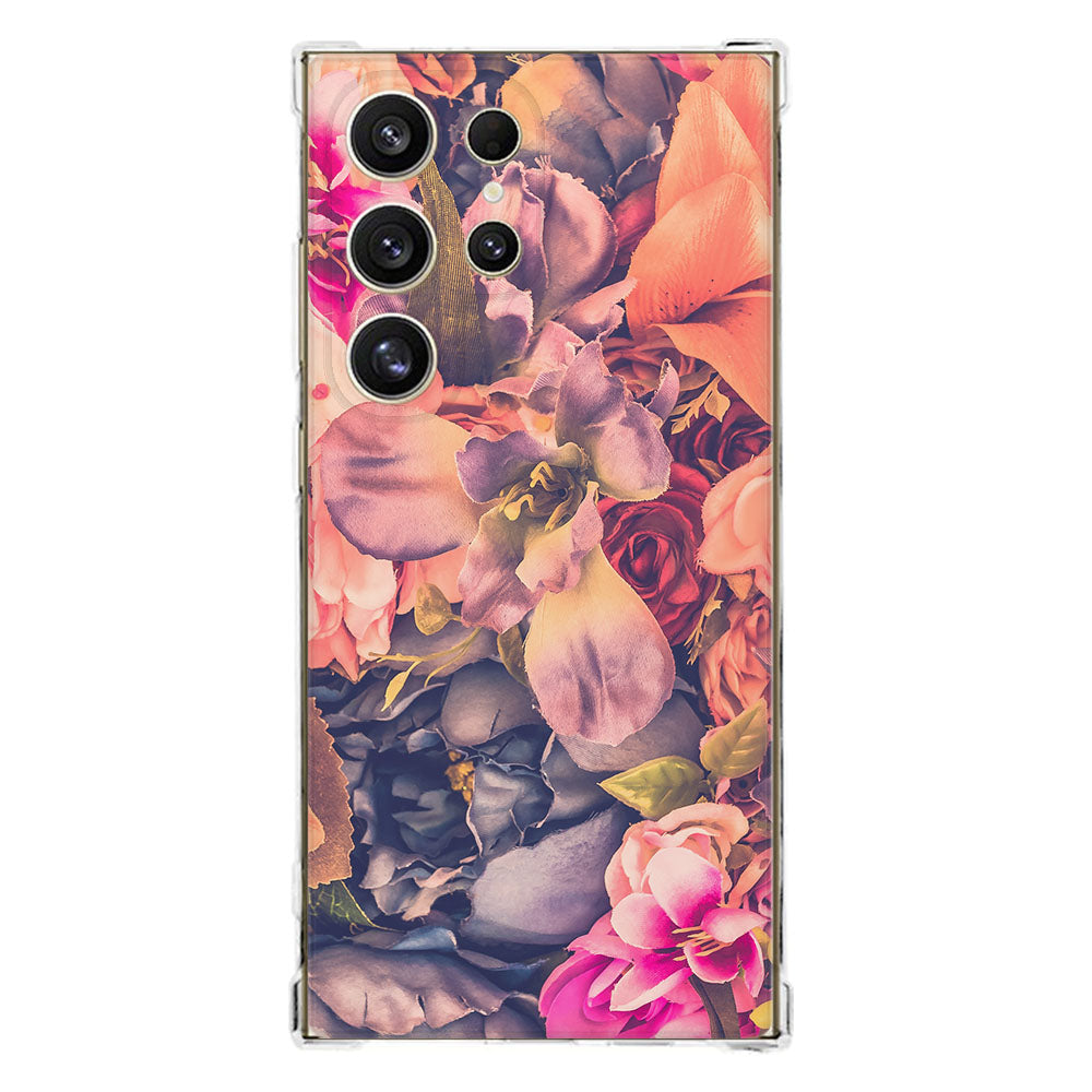 Samsung Galaxy S25 Ultra Hoesje Bosje Bloemen TPU Antishock bloemenprint achterzijde