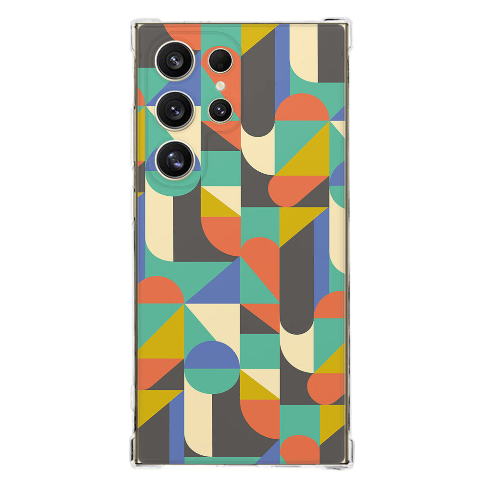 Samsung Galaxy S25 Ultra Hoesje Funky Retro TPU Antishock kleurrijk geometrisch patroon