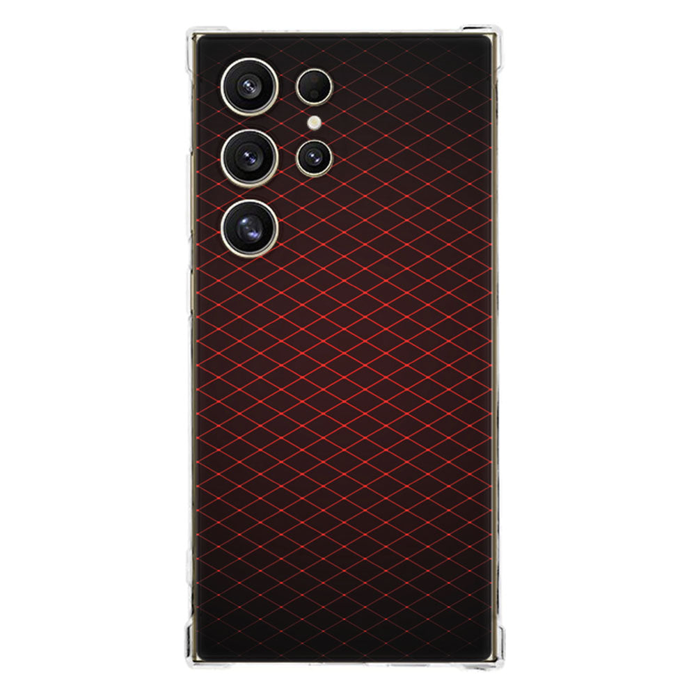 Samsung Galaxy S25 Ultra Hoesje Geruit Rood TPU Antishock achterkant ontwerp