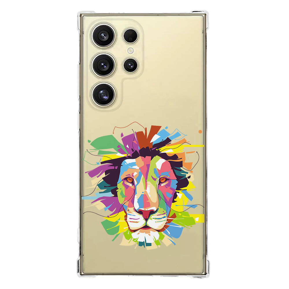 Samsung Galaxy S25 Ultra Hoesje Lion Color TPU Antishock design kleurrijke leeuw voorkant