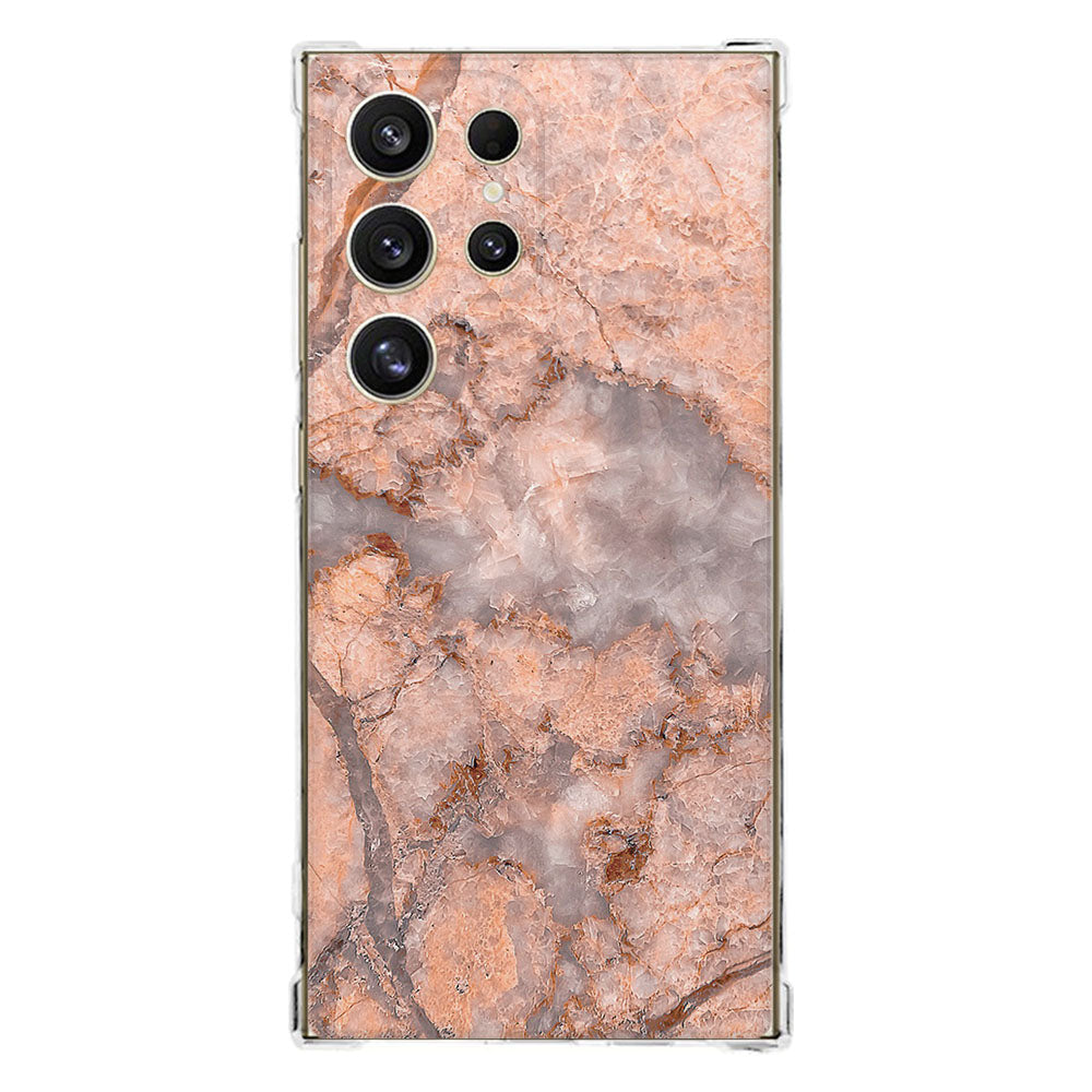 Samsung Galaxy S25 Ultra Hoesje Marmer Oranje TPU Antishock achterkant