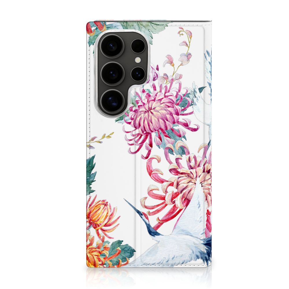 Samsung Galaxy S25 Ultra Hoesje maken Bird Flowers floral design voorkant