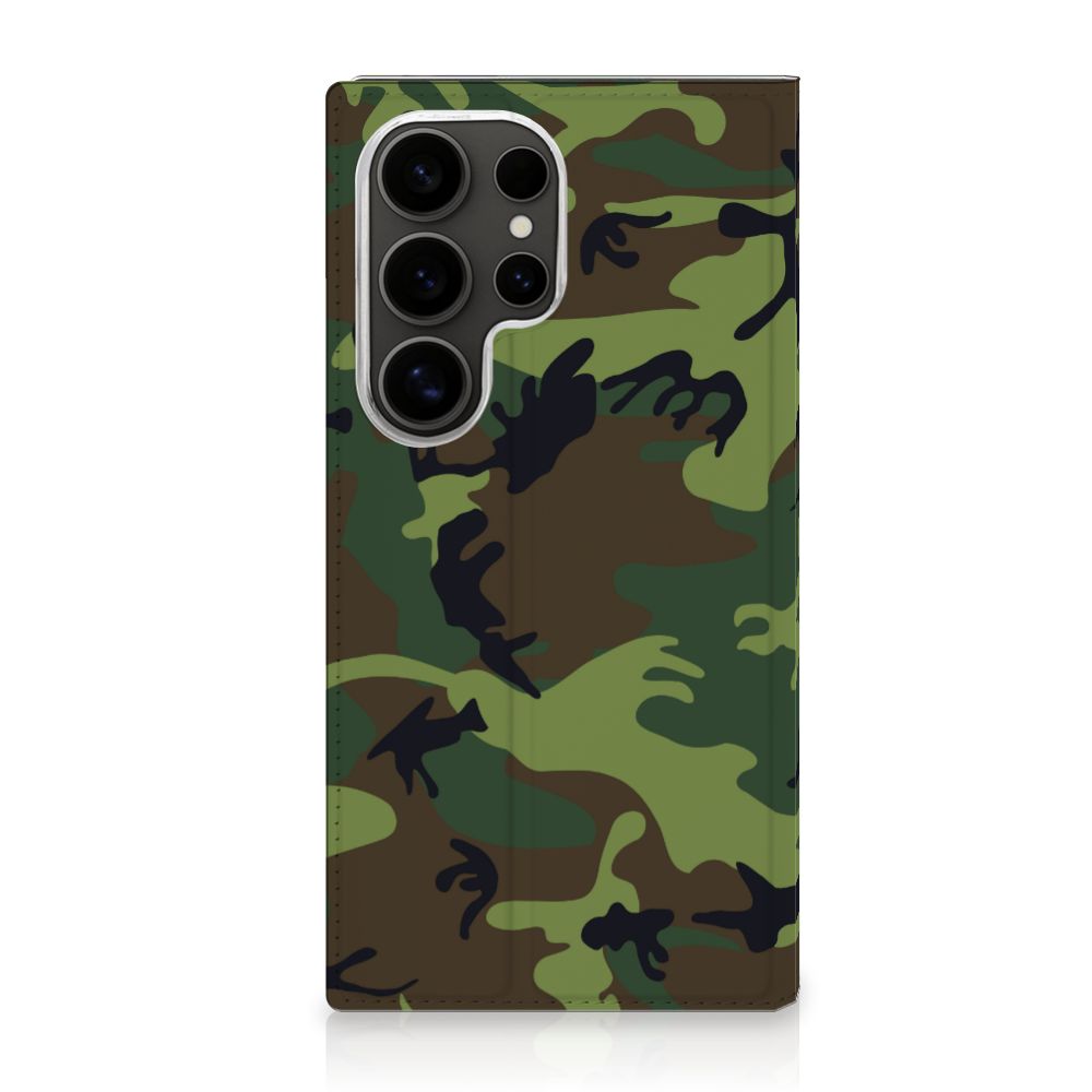 Samsung Galaxy S25 Ultra Hoesje met Magneet Army Dark camouflage design voorkant