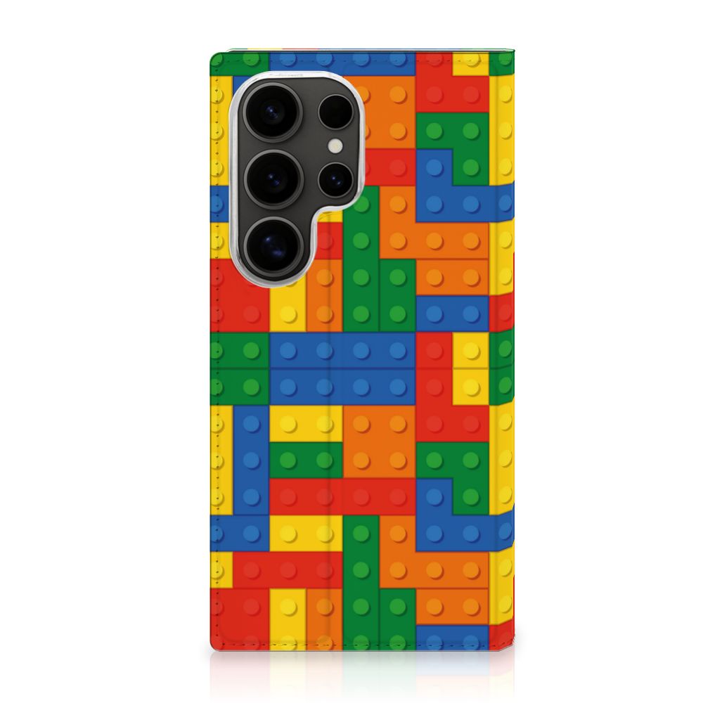 Samsung Galaxy S25 Ultra Hoesje met Magneet Blokken design blokken aanzicht
