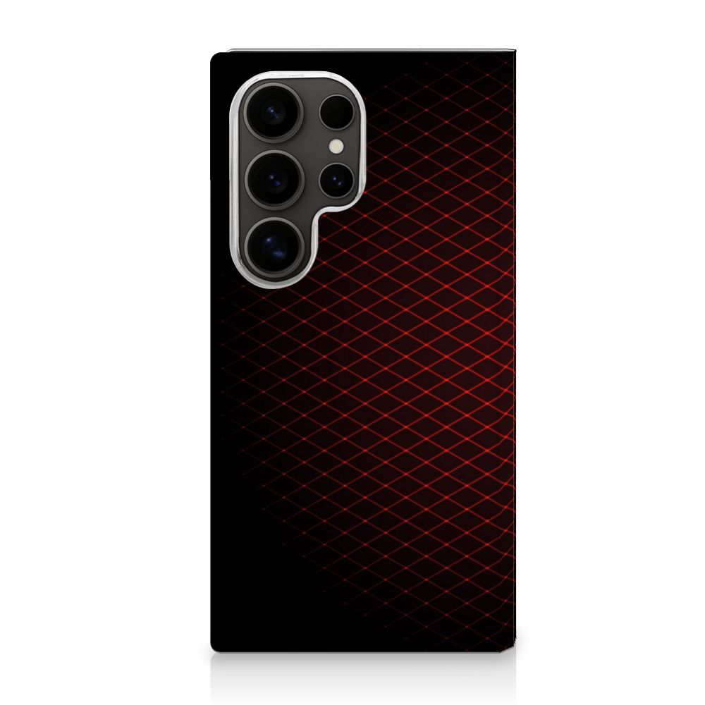 Samsung Galaxy S25 Ultra Hoesje met Magneet Geruit Rood design geruit aanzicht
