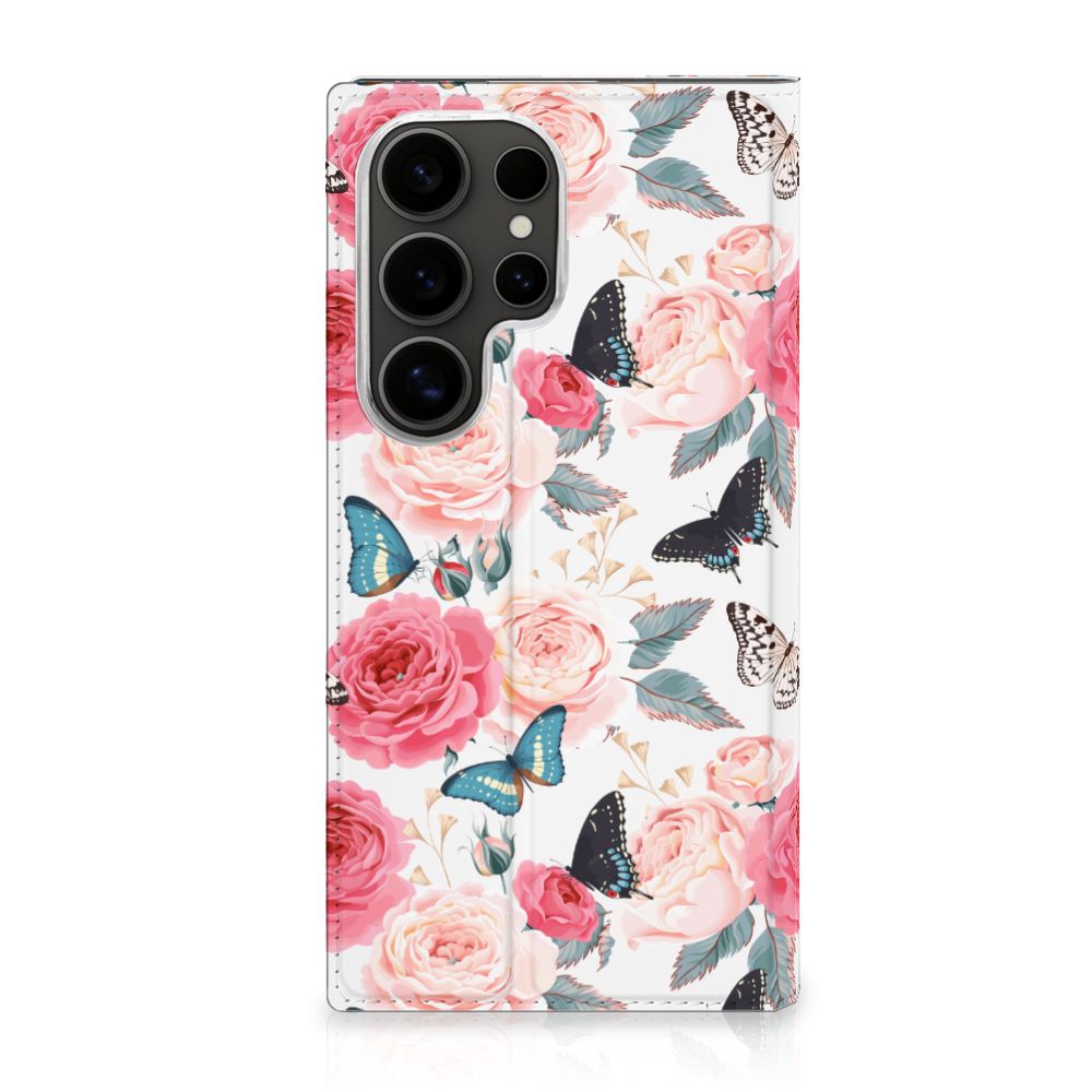 Samsung Galaxy S25 Ultra Smart Cover Butterfly Roses voorkant