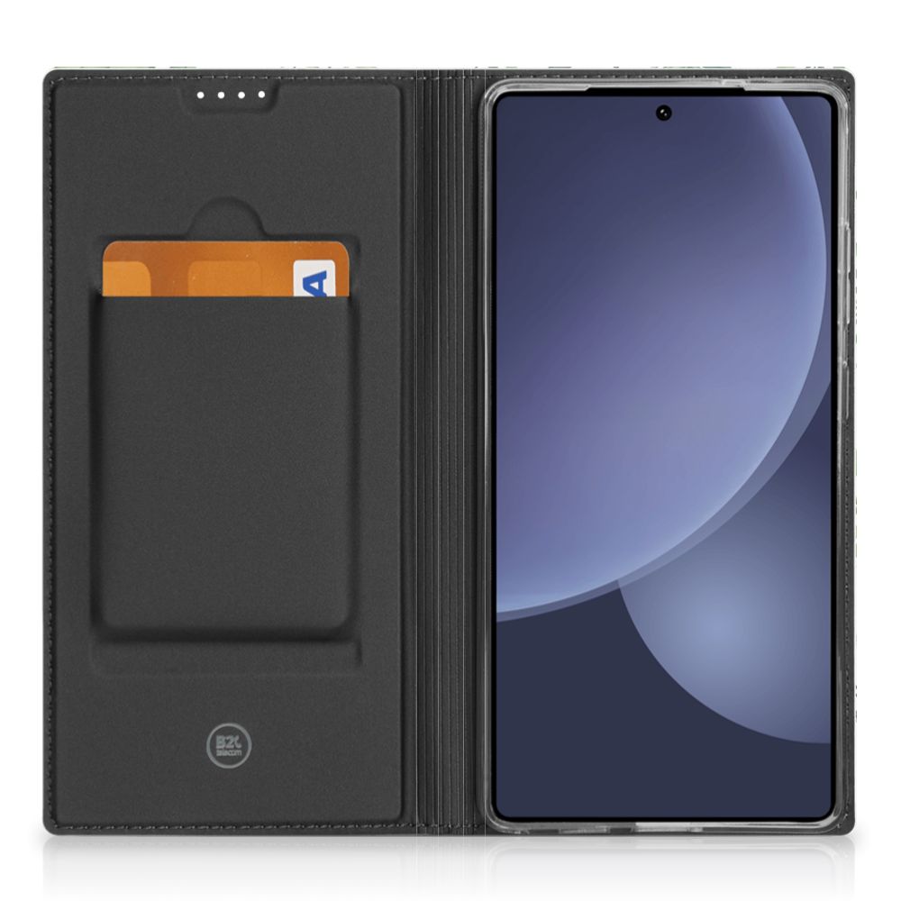 Samsung Galaxy S25 Ultra Smart Cover Leaves design zwart aanzicht