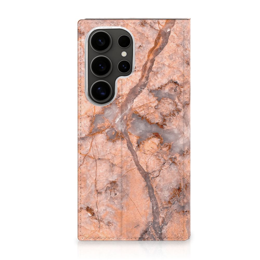Samsung Galaxy S25 Ultra Standcase Marmer Oranje case design marmer overzicht