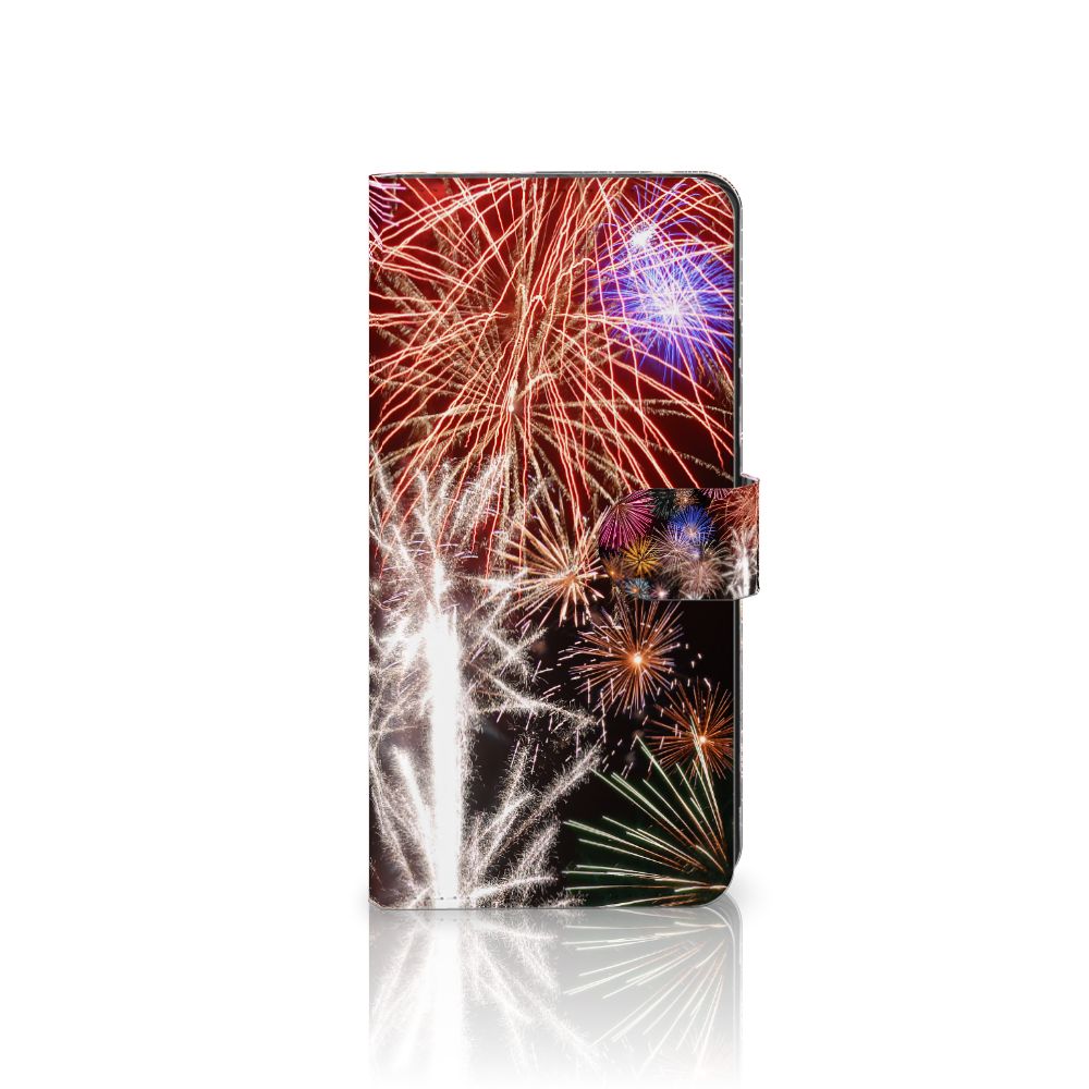 Samsung Galaxy S25 Ultra Wallet Case met Pasjes Vuurwerk hoesje vuurwerk design vooraanzicht
