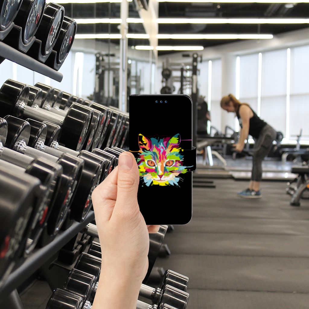 Samsung Galaxy S8 Leuk Hoesje Cat Color kat kleuren zwart fitness