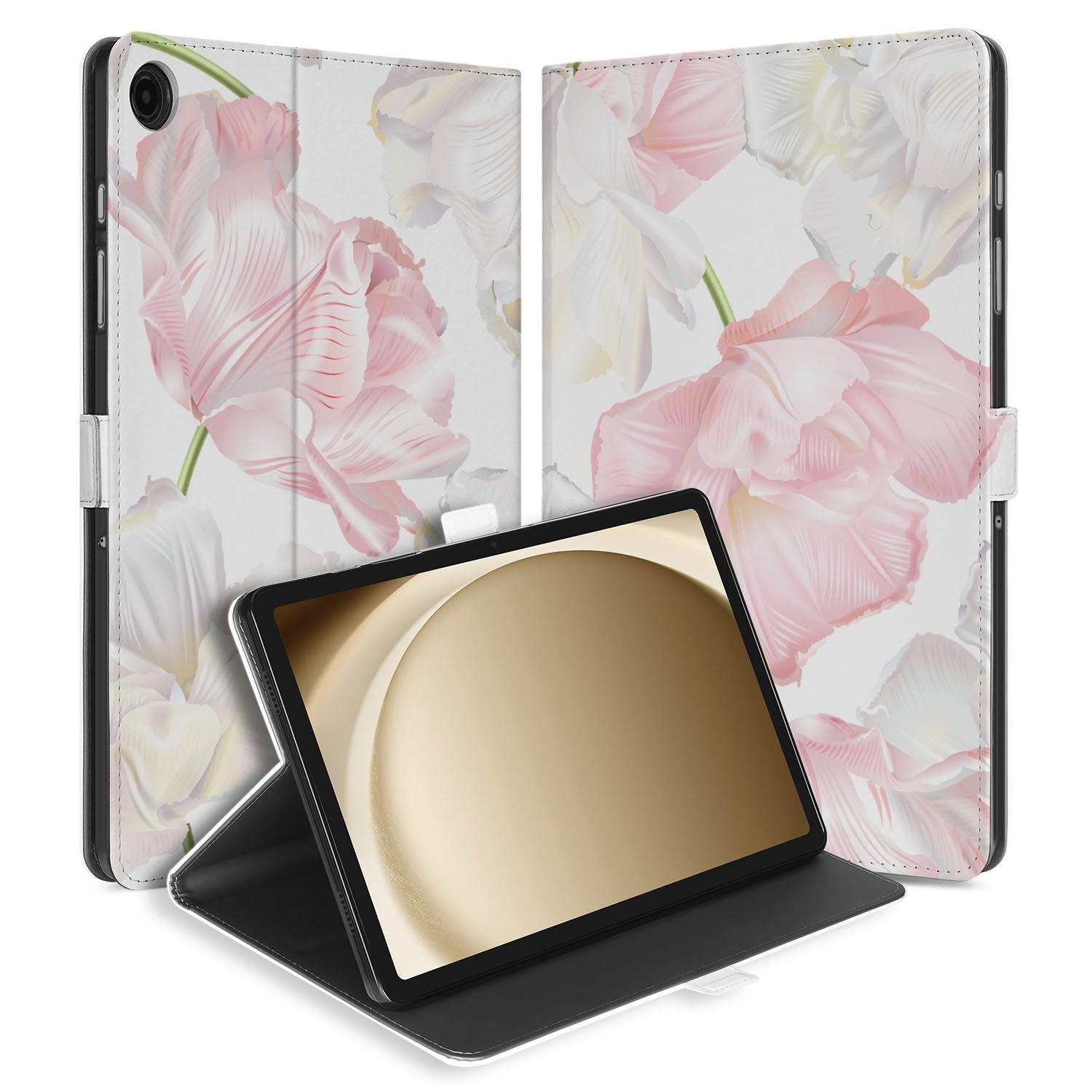 Samsung Galaxy Tab A11 Plus Tablet Hoesje Lovely Flowers met Standaard design bloemen aanzicht