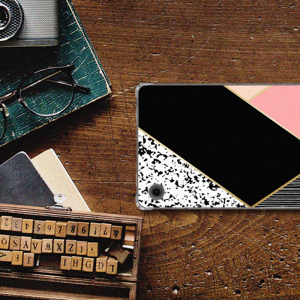 Samsung Galaxy Tab A9 Back Cover Zwart Roze Vormen