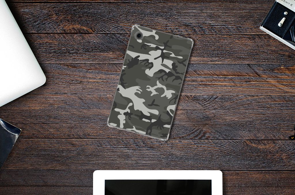 Samsung Galaxy Tab A9 Hippe Hoes Army Light tablethoes camouflage bovenaanzicht