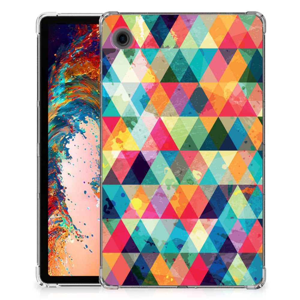 Samsung Galaxy Tab A9 Hippe Hoes Geruit design geruit aanzicht