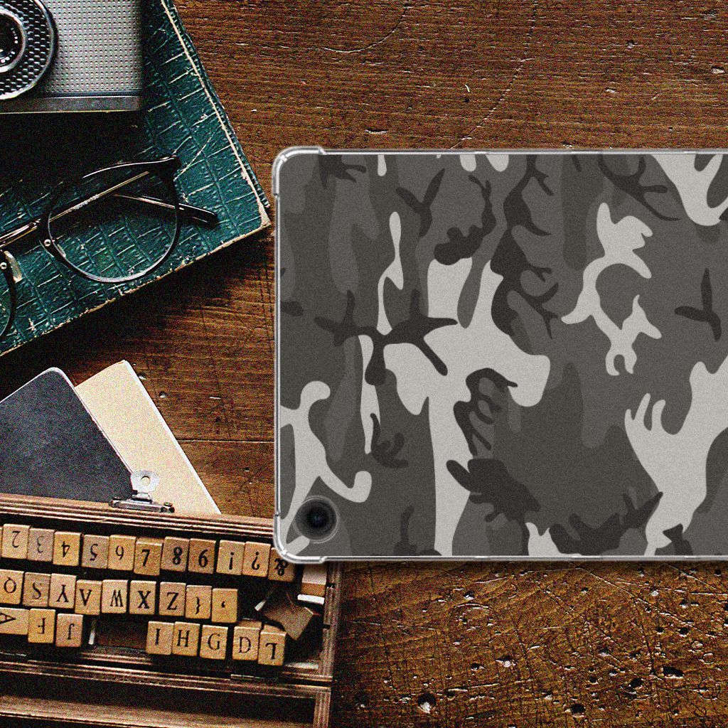 Samsung Galaxy Tab A9 Plus Hippe Hoes Army Light camouflage hoes grijs