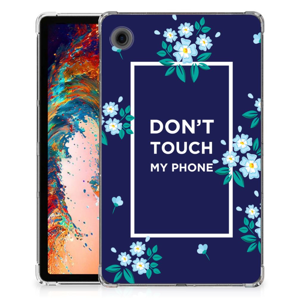 Samsung Galaxy Tab A9 Print Case Flowers Blue DTMP voorkant bloemen design