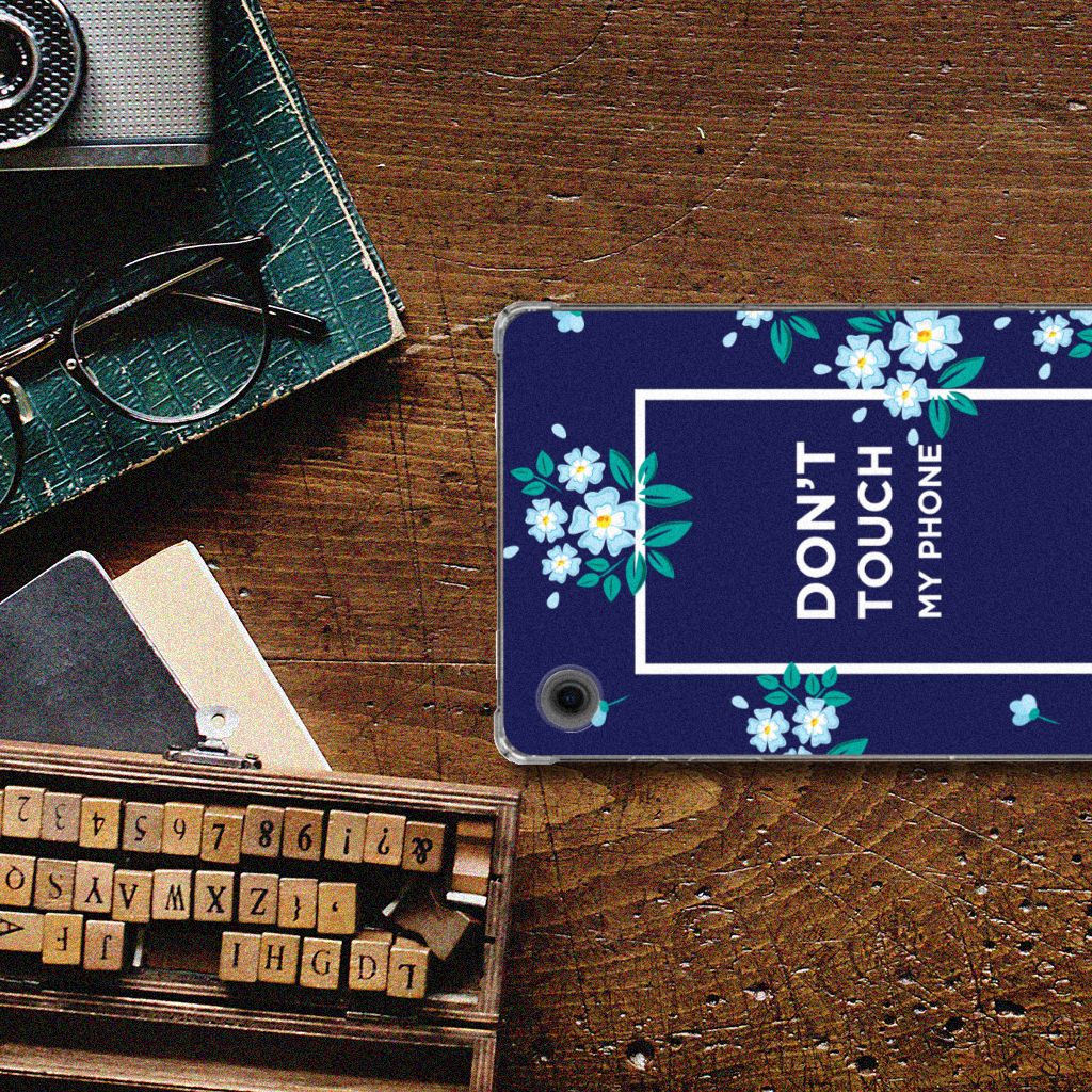 Samsung Galaxy Tab A9 Print Case Flowers Blue DTMP achterkant