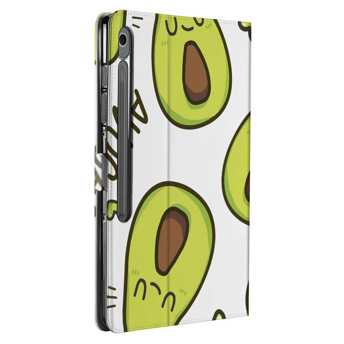 Samsung Galaxy Tab S10 FE Plus Book Case Hoesje met Standaard Avocado Singing voorkant avocado ontwerp