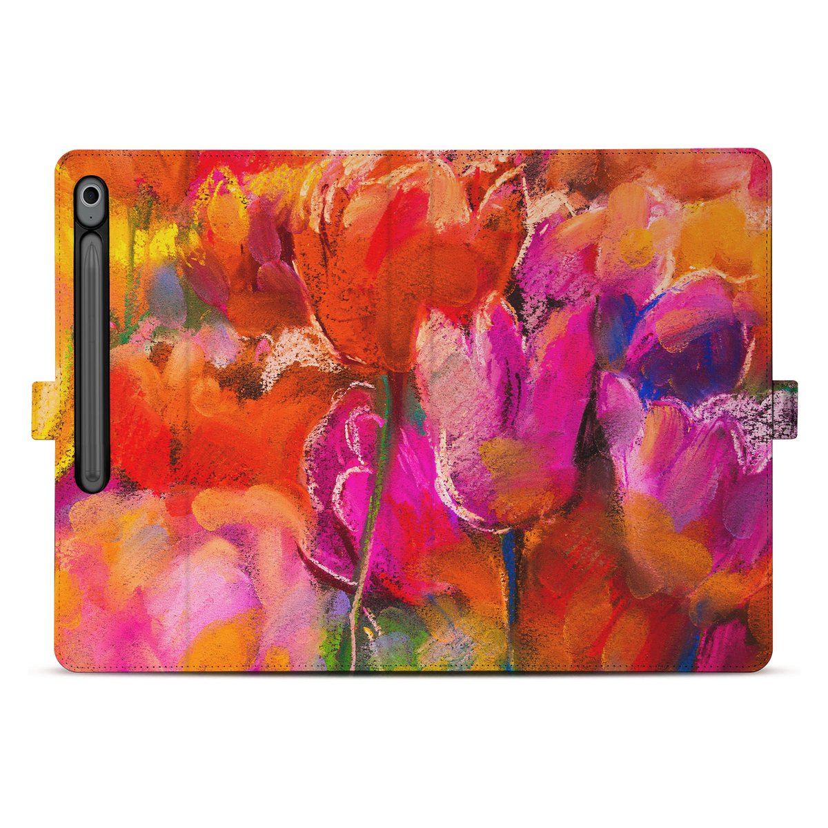 Samsung Galaxy Tab S10 FE Plus Book Case Hoesje met Standaard Tulips design tulpen kleurrijk