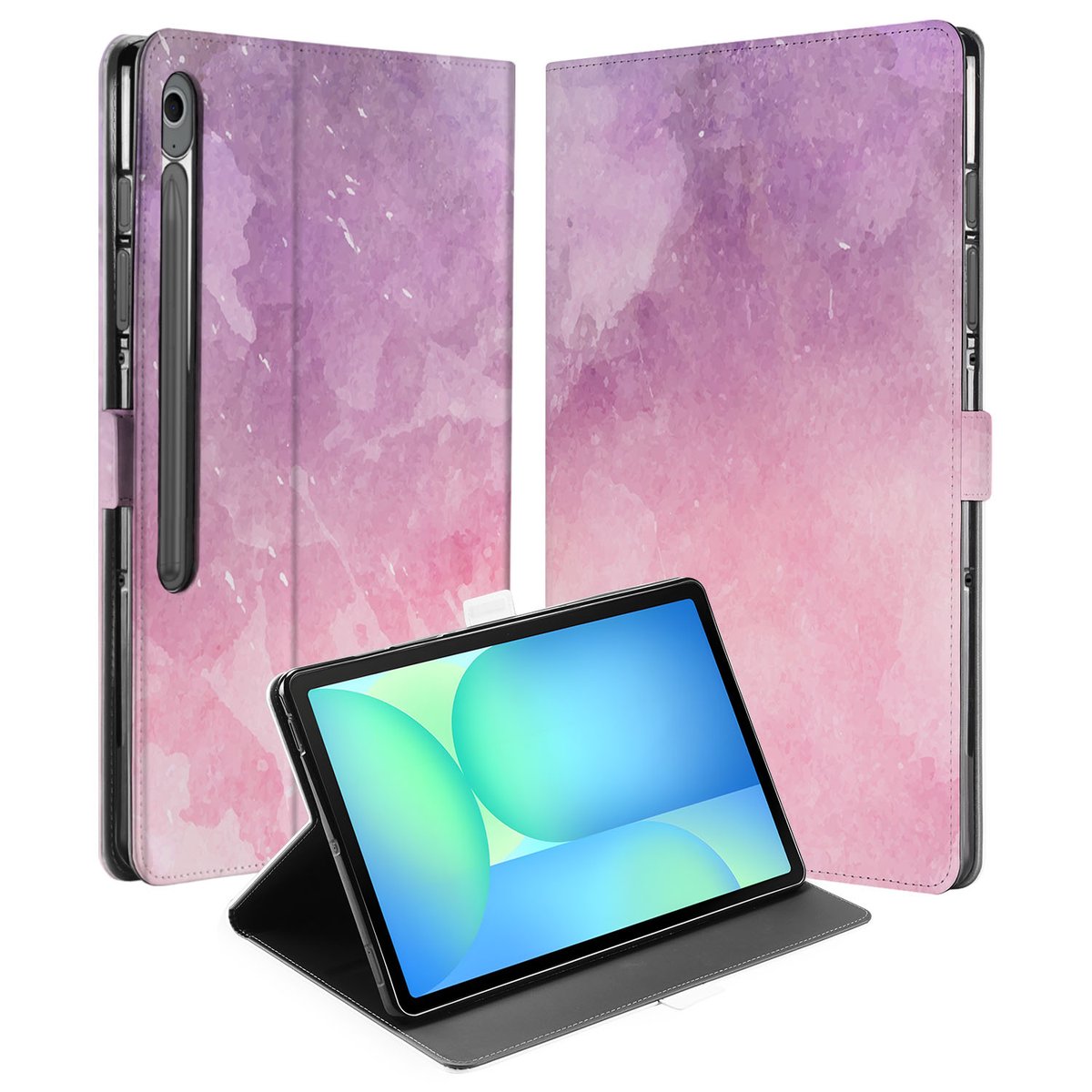 Samsung Galaxy Tab S10 FE Plus Tablet Hoesje Pink Purple Paint met Standaard design pink purple paint aanzicht