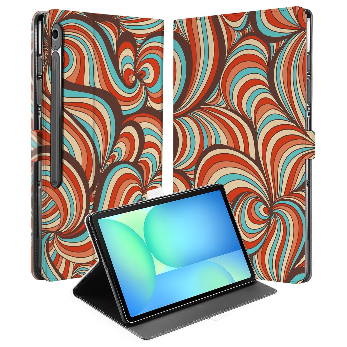 Samsung Galaxy Tab S10 FE Plus Tablet Hoesje Retro met Standaard design retro aanzicht