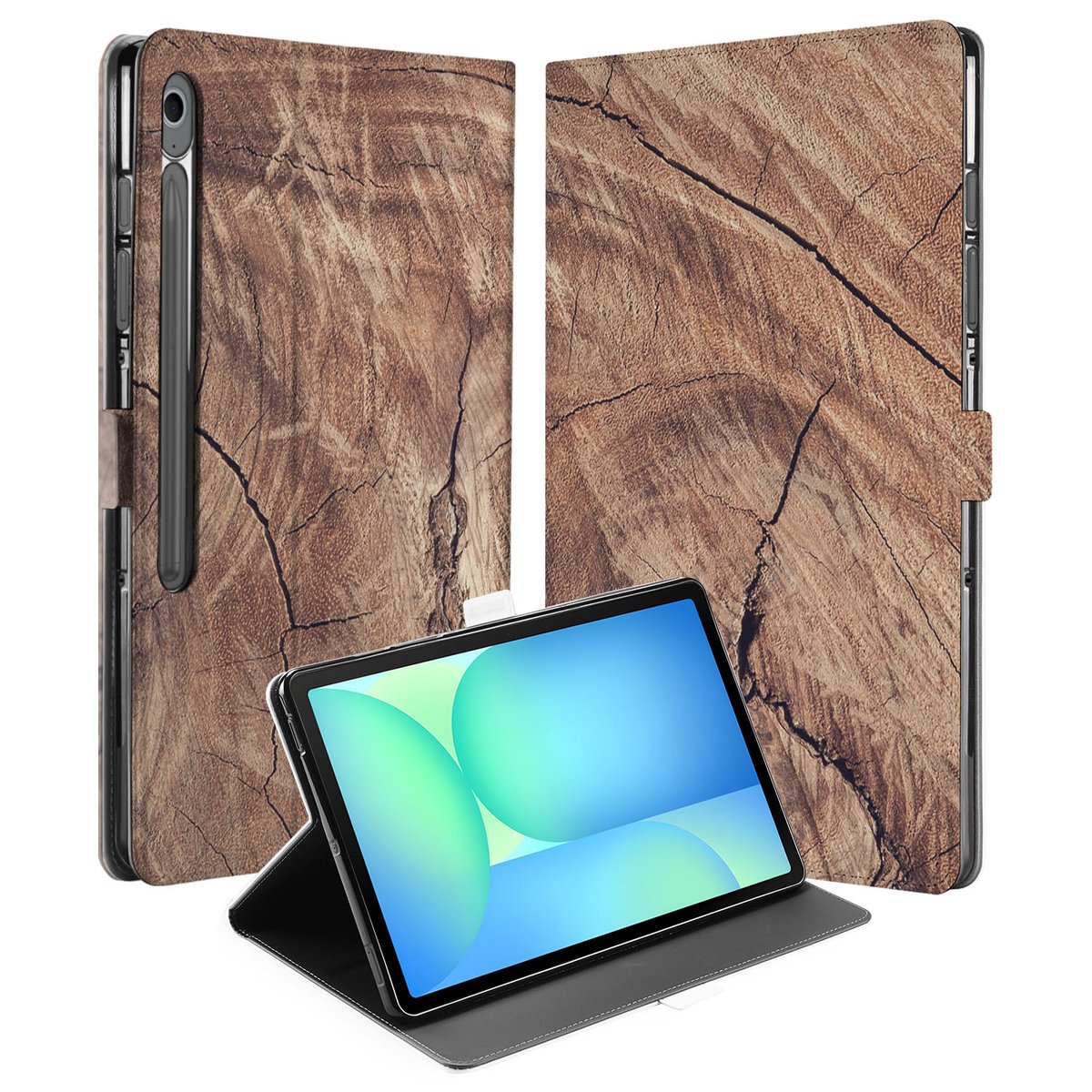 Samsung Galaxy Tab S10 FE Plus Tablet Hoesje Tree Trunk met Standaard design tree trunk aanzicht