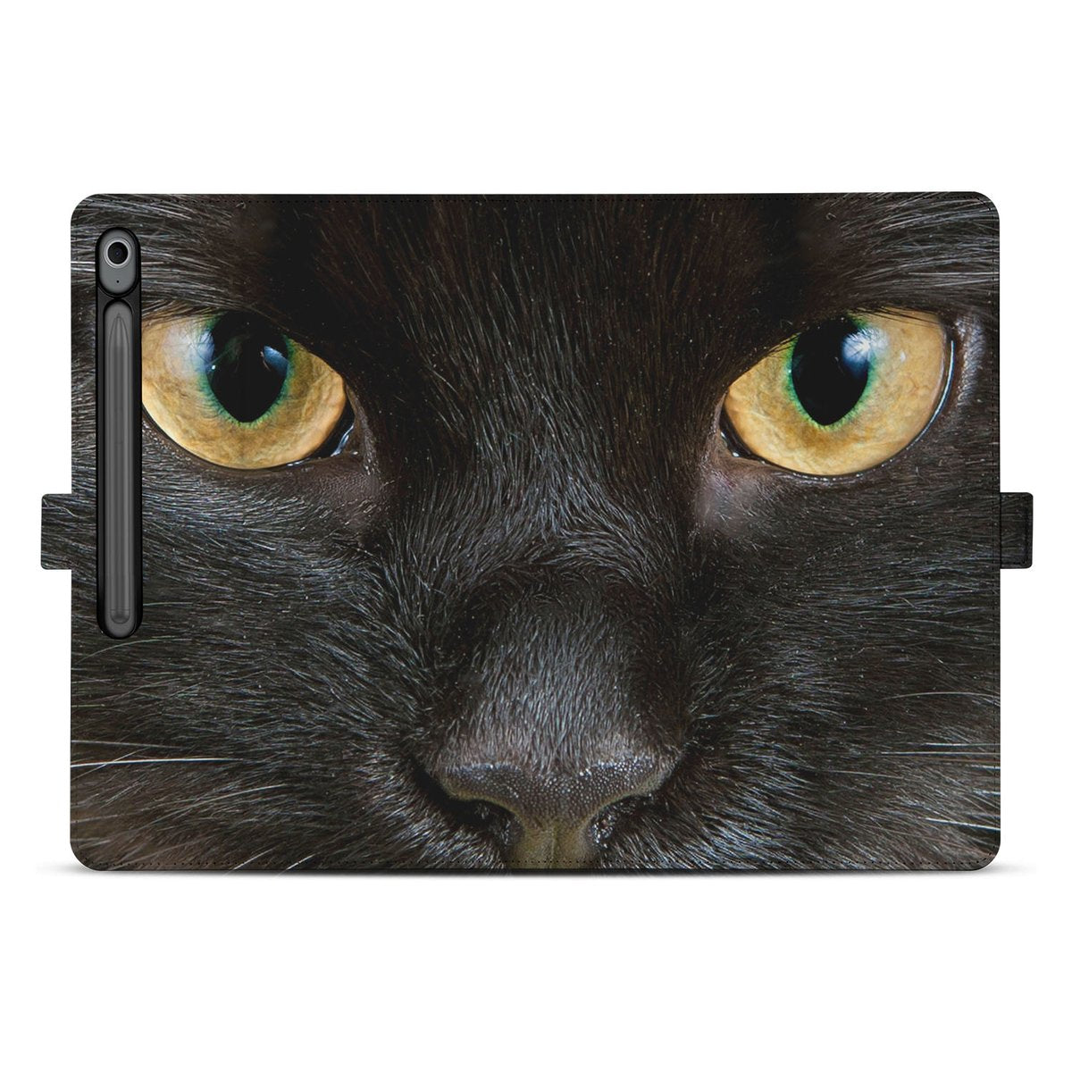 Samsung Galaxy Tab S10 FE Plus Tablet Hoesje Zwarte Kat met Standaard zwart kat close-up