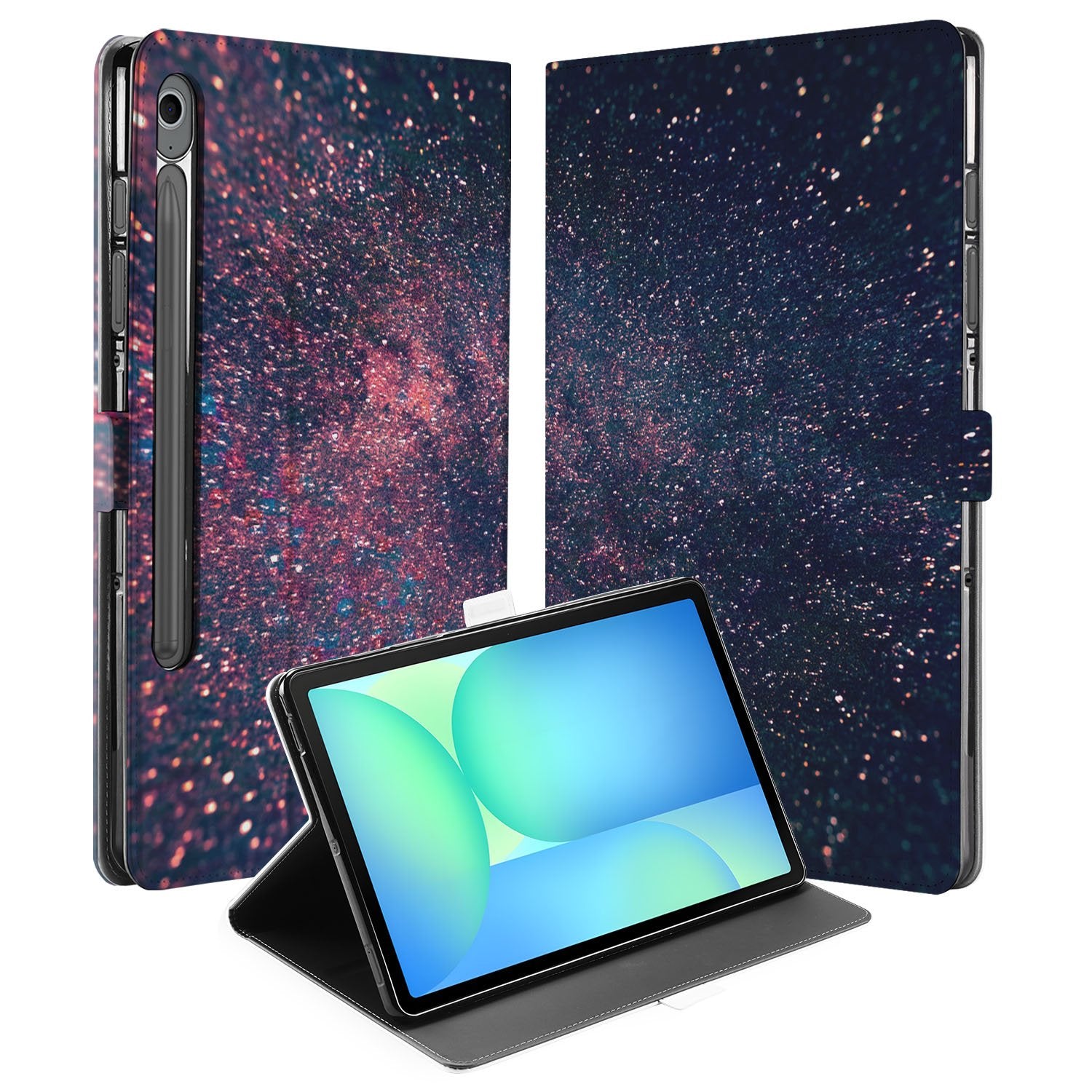 Samsung Galaxy Tab S10 FE Tab S9 FE Tablet Hoesje Stars met Standaard ontwerp voorkant en rug