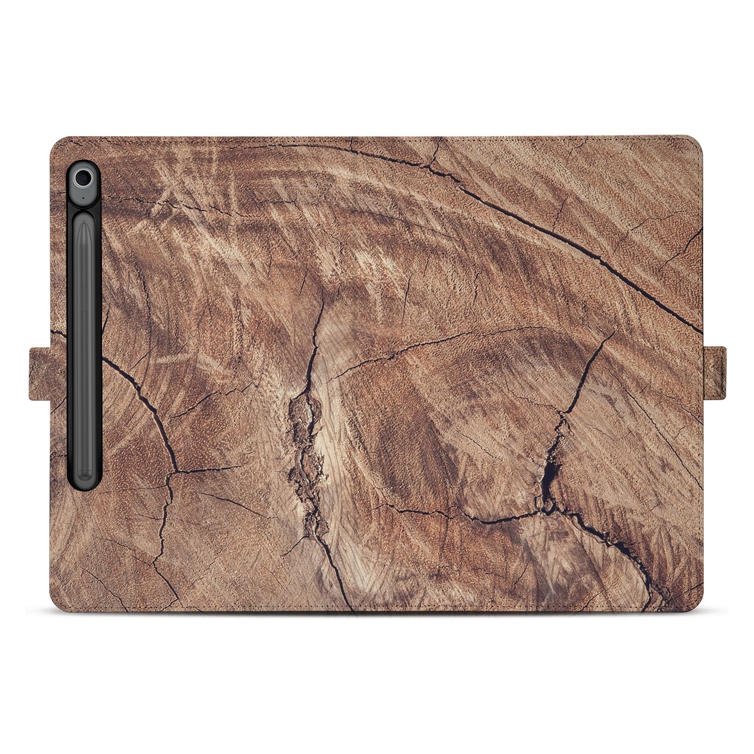 Samsung Galaxy Tab S10 FE | Tab S9 FE Tablet Hoesje Tree Trunk met Standaard hout structuur achterkant