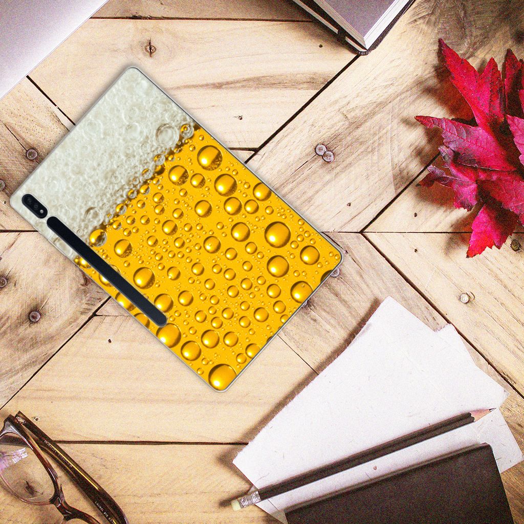Samsung Galaxy Tab S7 Plus | S8 Plus Tablet Cover Bier bierprint tabletcase bovenaanzicht