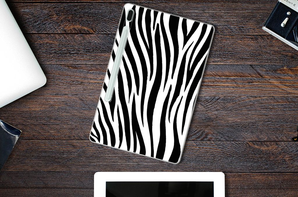 Samsung Galaxy Tab S7FE Back Case Zebra zebra strepen design bovenaanzicht