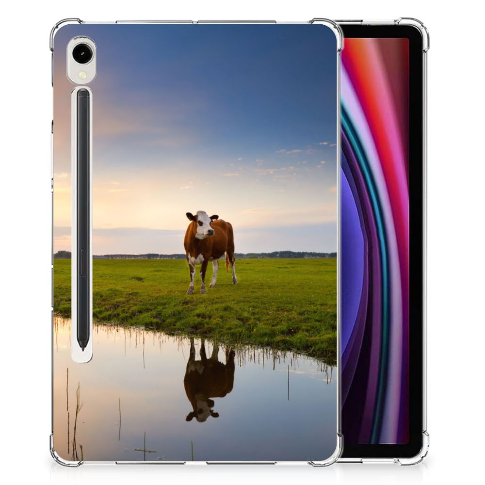 Samsung Galaxy Tab S9 Back Case Koe koe ondergaande zon ontwerp aanzicht