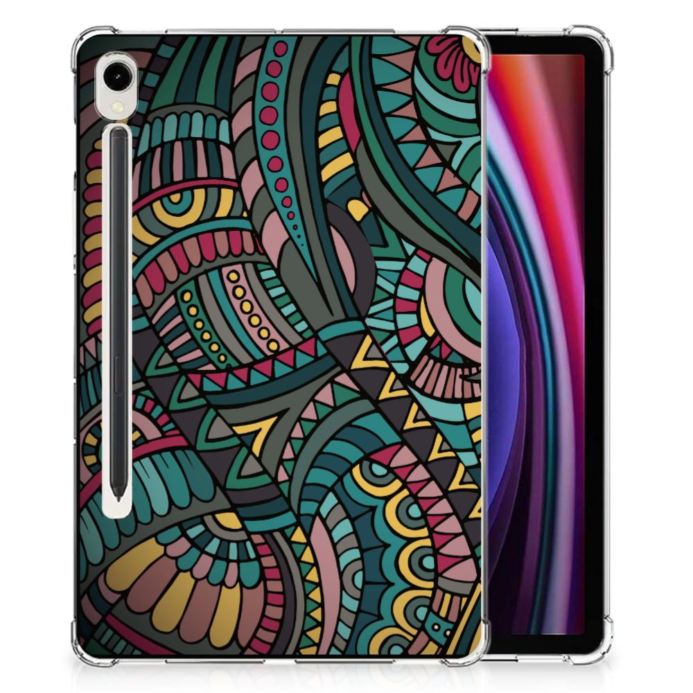 Samsung Galaxy Tab S9 Hippe Hoes Aztec hoes artistiek ontwerp achterkant