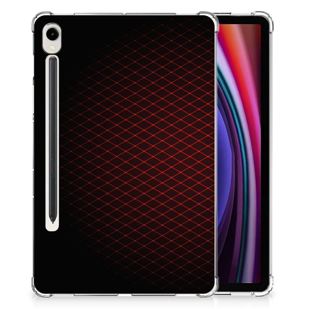 Samsung Galaxy Tab S9 Hippe Hoes Geruit Rood producttype designnaam aanzicht