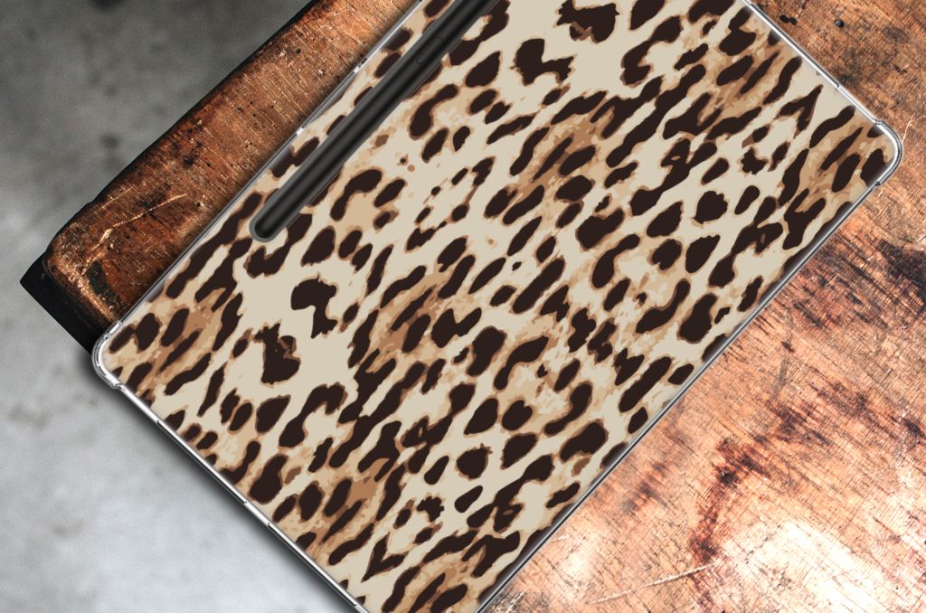 Samsung Galaxy Tab S9 Plus Back Case Leopard design luipaardprint bovenaanzicht