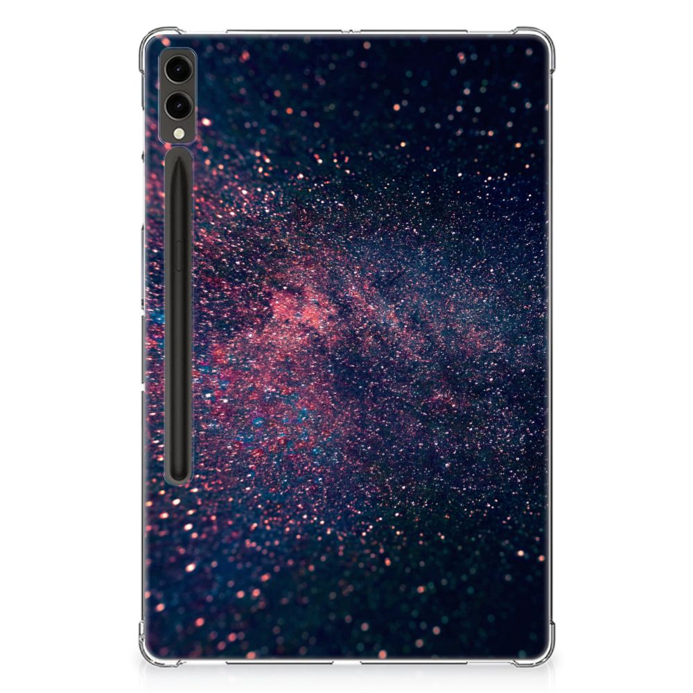 Samsung Galaxy Tab S9 Plus Back Cover Stars glitterachtig design paarse blauwe achtergrond